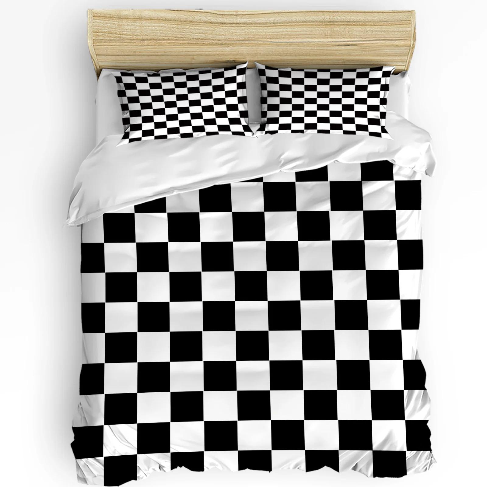 Black And White Checkered Simple Plaid Duvet CoverPillow Case Custom 3pcs Bedding Set Quilt Cover Double Bed Home Te